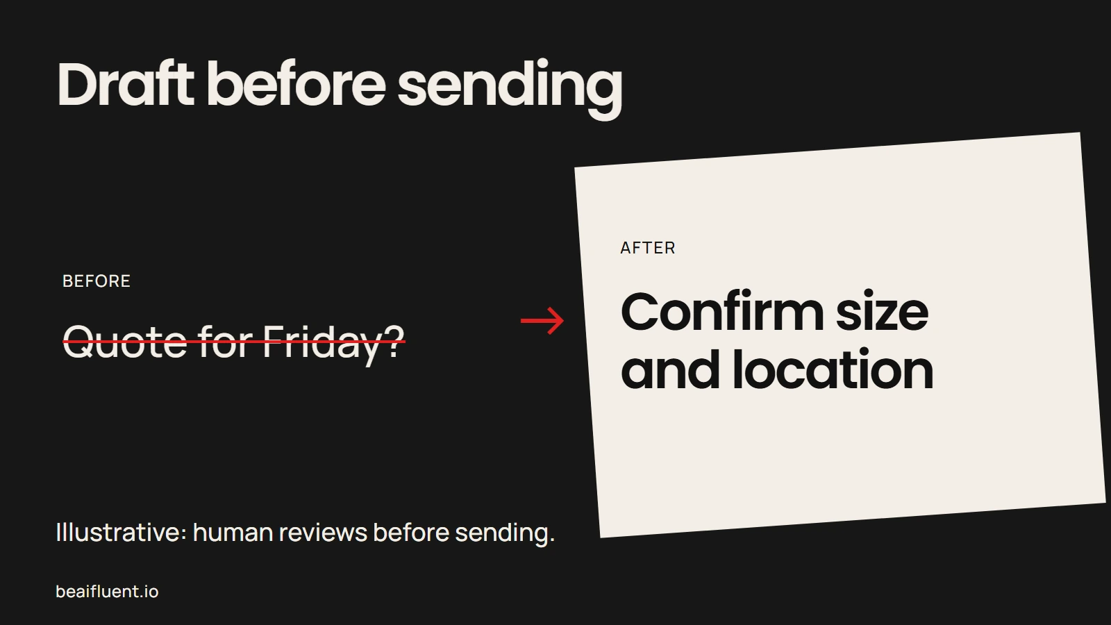 Illustrative transformation from an incomplete enquiry to a reply requesting missing details.